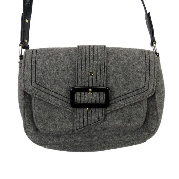 Kate Spade Raleigh Walker Park Wool Crossbody Bag Charcoal Gray Wool Felt Bag - Picture 4 of 11
